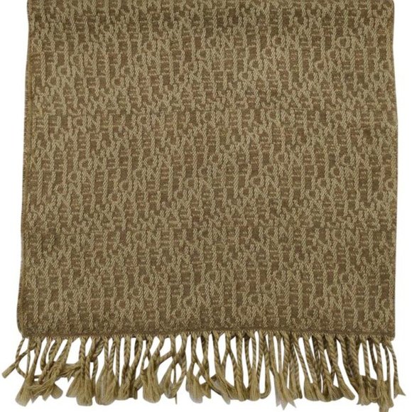 Fendi Camel Tan Logo Print Cashmere Wool Scarf - Picture 1 of 4